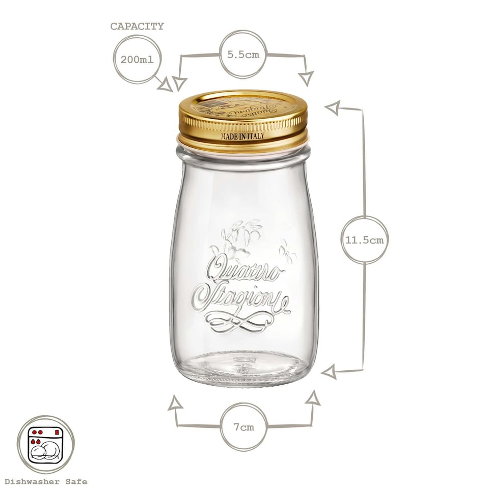image 1 of Bormioli Rocco Quattro Stagioni Glass Bottles with Screw Top Lid - 200ml - Pack of 3 Clear | One Size