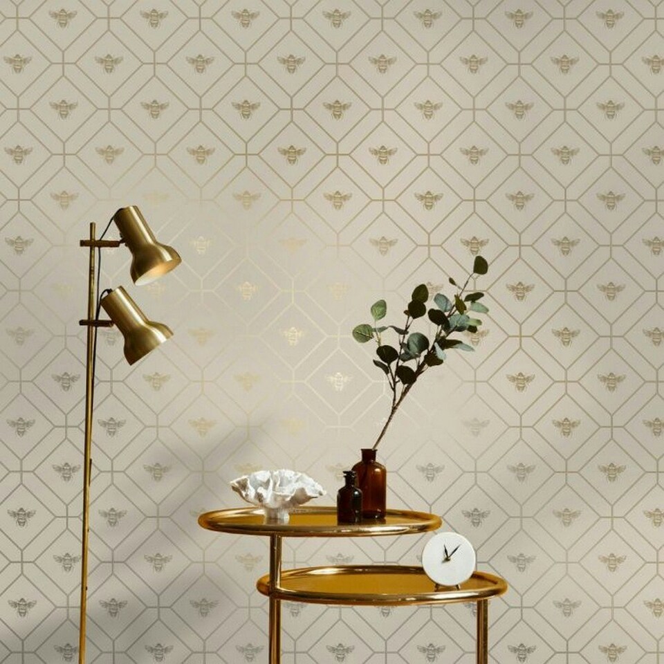 image 1 of Holden Décor Bee Wallpaper - Taupe - One Size Brown