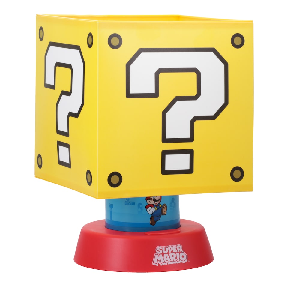 image 1 of Super Mario Question Block Lamp, Nintendo Light with 3 Brightness Levels & Auto ShutOff, Home or Office Decor, Paladone