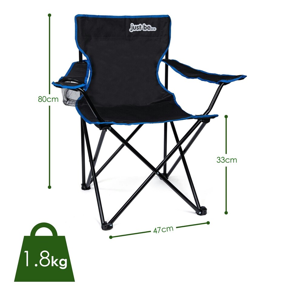 image 1 of just be... Camping Chair Black with Blue trim