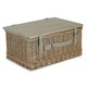 image 2 of Antique Wash Empty Picnic Basket with Pinewood Lid Brown | XL