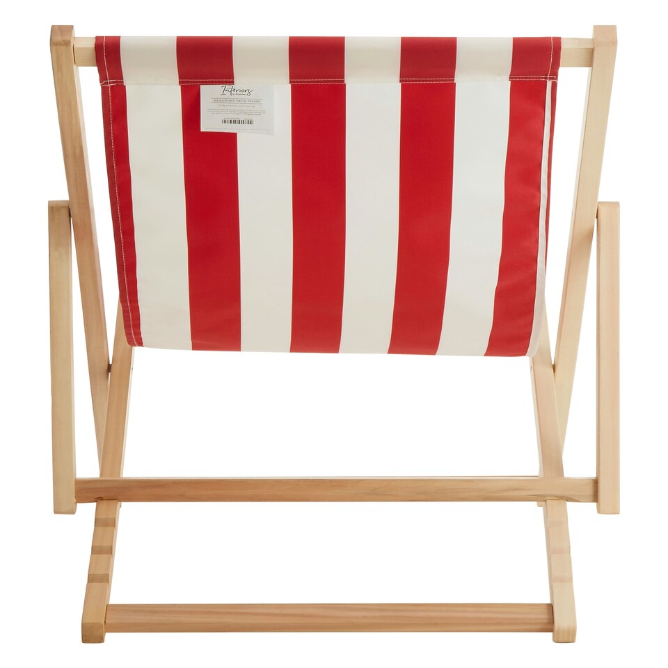 image 1 of Interiors by Premier Durable Red And White Deck Chair, Water Resistant Garden Chair, Adjustable Lawn Chair, Outdoor Chair