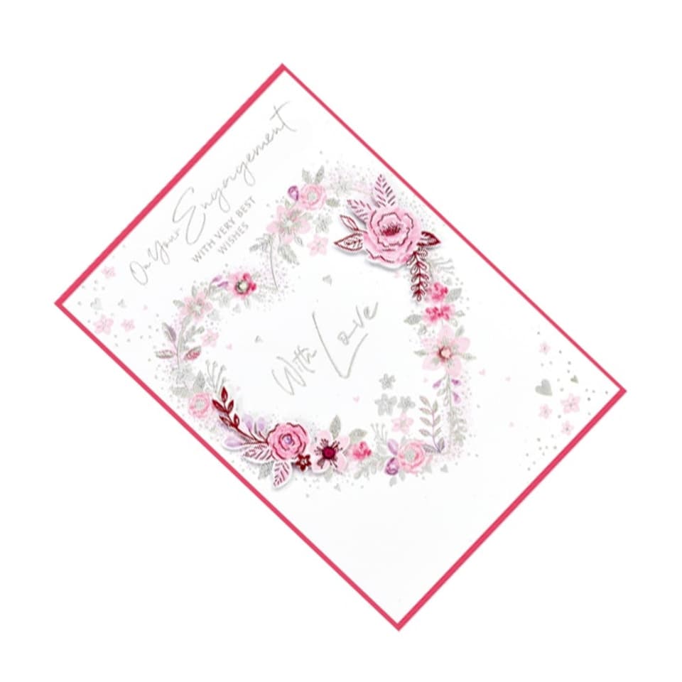 image 1 of Simon Elvin Isabel Garden With Love Engagement Greetings Card (Pack of 6) - White/Pink - One Size Multi | One Size