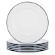 image 1 of Argon Tableware White Enamel Dinner Plates - 25.5cm - Navy - Pack of 6 Blue