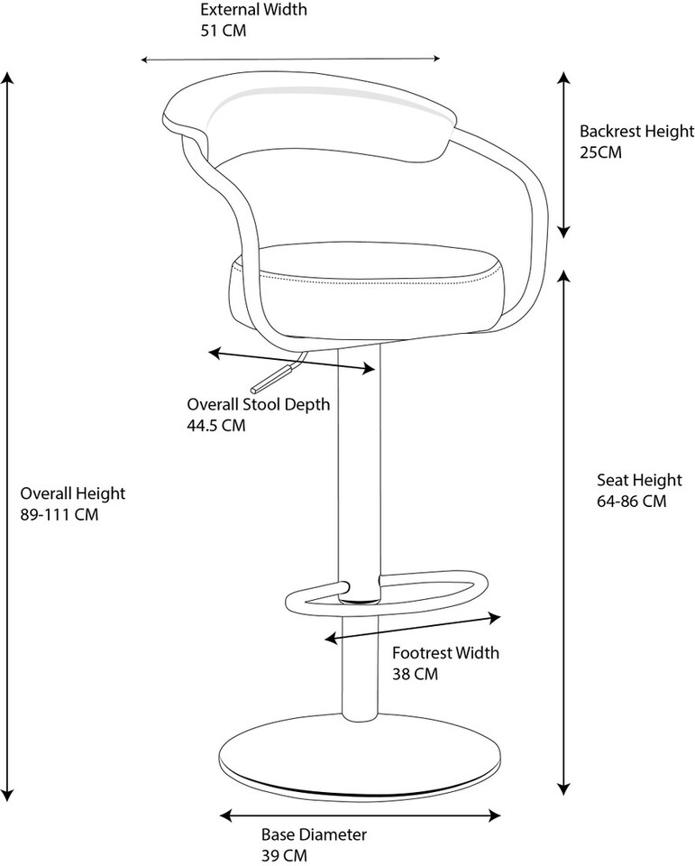 image 1 of Zenith Deluxe Single Kitchen Bar Stool, Chrome Footrest, Height Adjustable Swivel Gas Lift, Faux Leather Seat & Backrest, Black