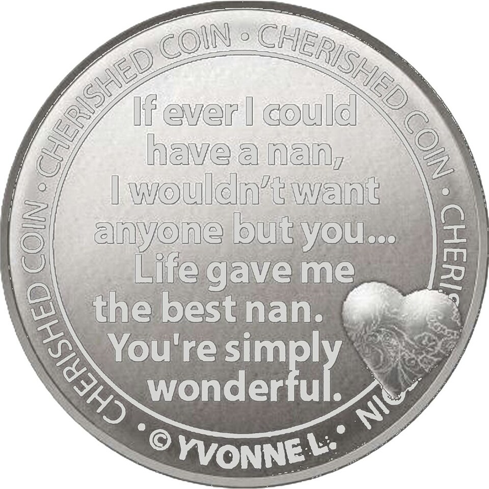 image 1 of Special Nan Cherished Lucky Coin Engraved Message Keepsake Gift