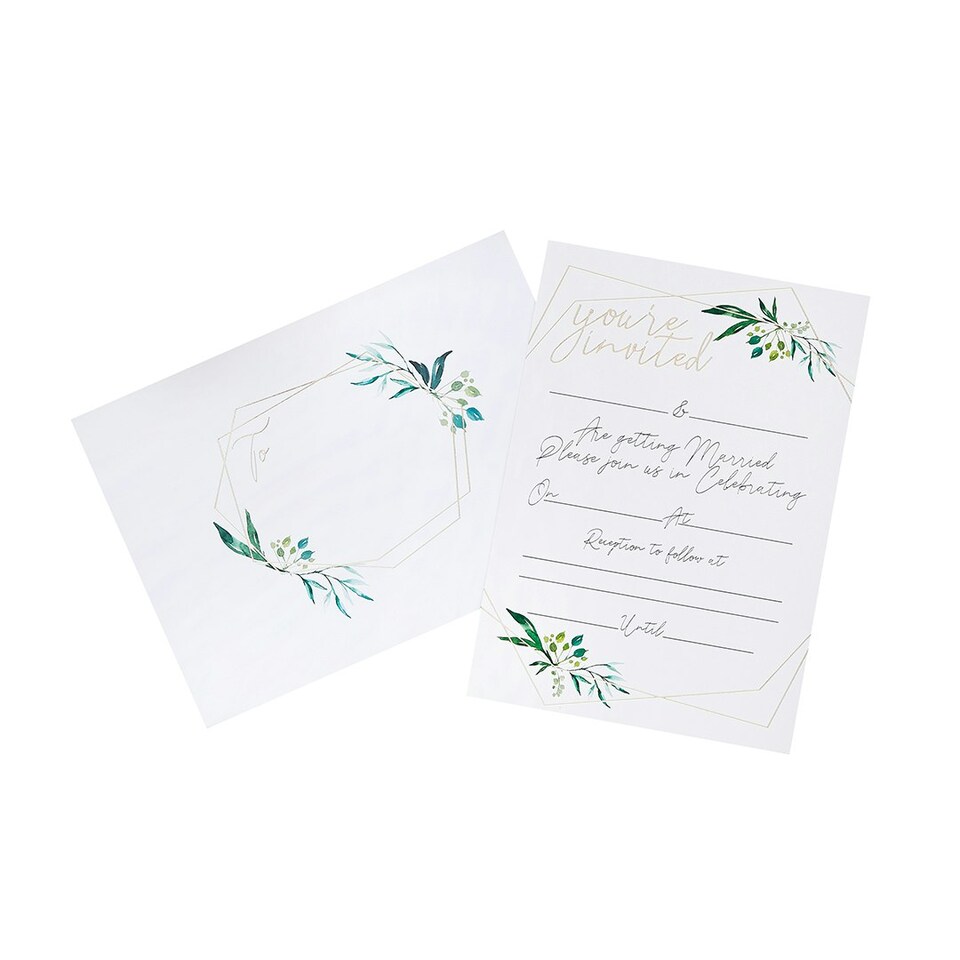 image 1 of Geometric Greenery Day Invitations & Envelopes - Pack of 25