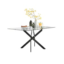 Furniturebox Leonardo 6 Black Leg Dining Table
