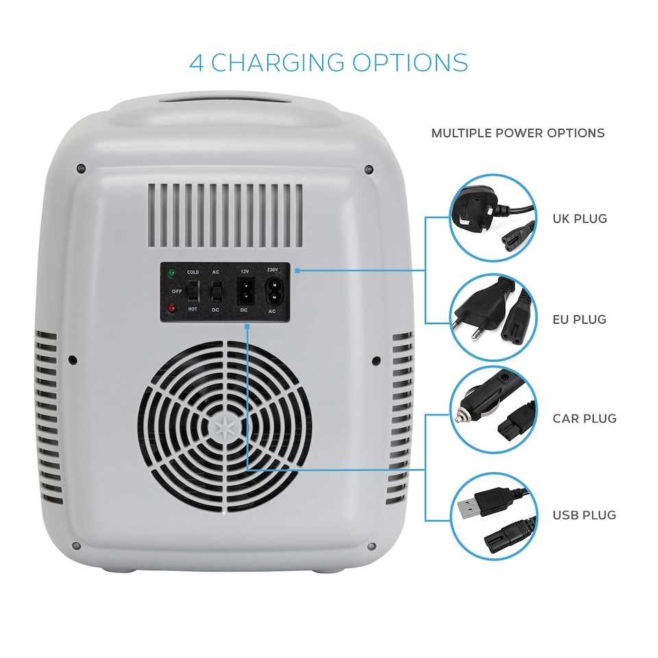 image 1 of MONCOOK Mini Fridge For Bedrooms - Small, Portable & Quiet Mini Fridges For Skincare, Medicine, Food & Drinks - Cooling & Warming Function - 9L - Grey Mono
