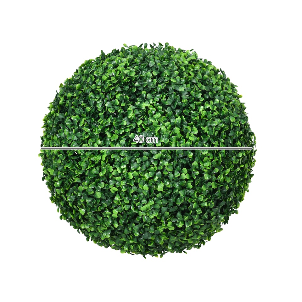 image 1 of HOMCOM Set of 2 Artificial Topiary Balls, 40cm FauBoxwood Balls, Hanging Decoration for Home, Indoor, Outdoor, Green