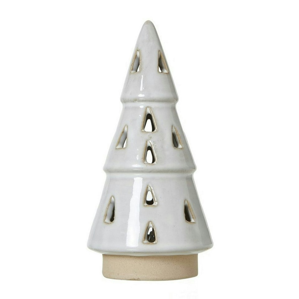 image 1 of Small Cut-Out Tree with Led Lights - Ceramic - L7 x W7 x H15 cm - White