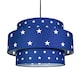 image 1 of Triple Tier Midnight Blue Cotton Fabric Childrens Pendant Shade with Stars Decor | Blue