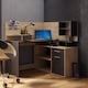 image 6 of FURNICOMP Jade 1 Door 1 Drawer Black and Oak L Shaped Corner Office Desk With Hutch