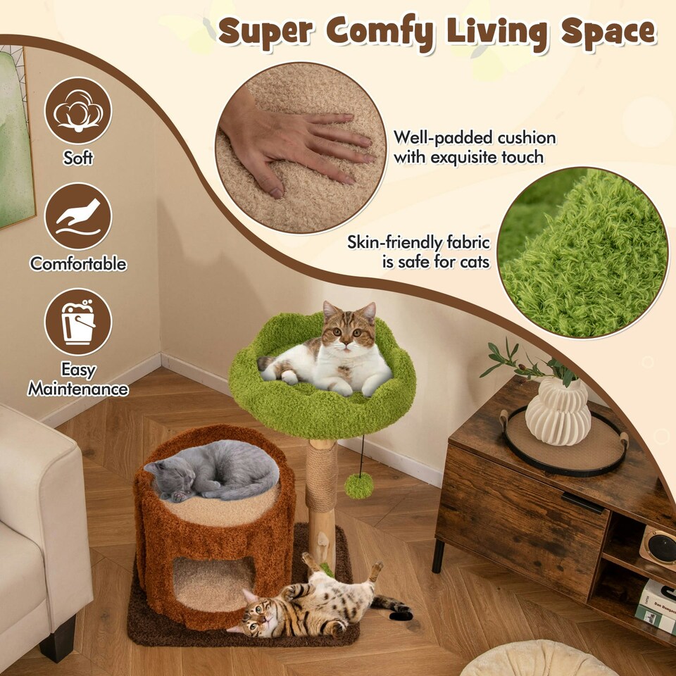 image 1 of COSTWAY Morden Cat Tree Cat Tower w/Scratching Posts
