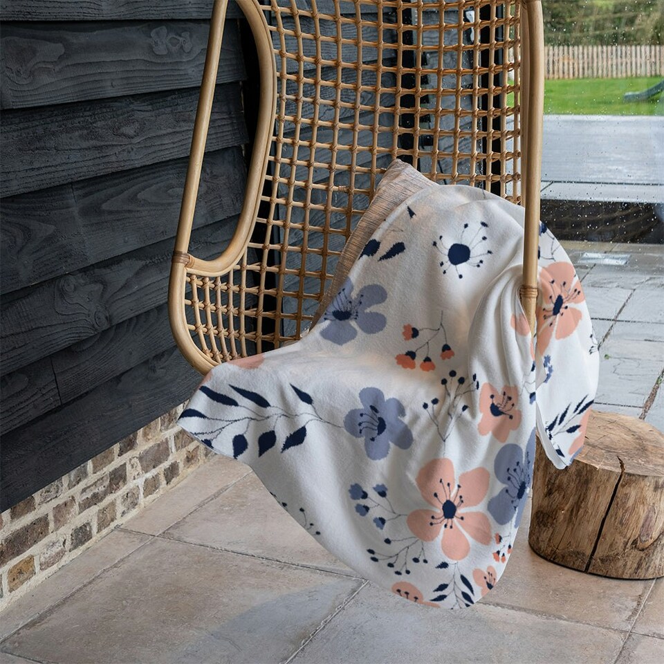 image 1 of Pink & Blue Flowers (Blanket)