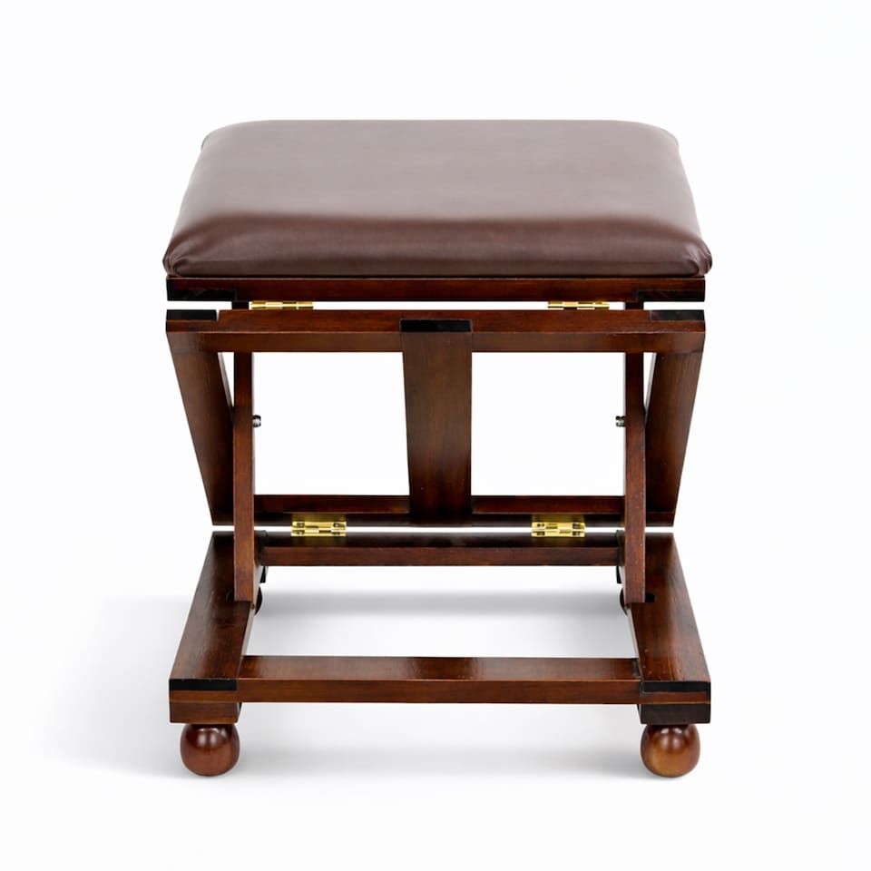 image 1 of Folding Leather Cushion Padded Footstool Foot Rest