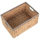 image 3 of Water Hyacinth with Grey Rope Border Rectangular Storage Basket Brown | Brown | M