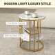 image 6 of HOMCOM Round Coffee Table Set of 2, Marble-Effect Side Tables with Storage Open Shelf and Steel Frame for Living Room, Bedroom, Gold Tone | Gold