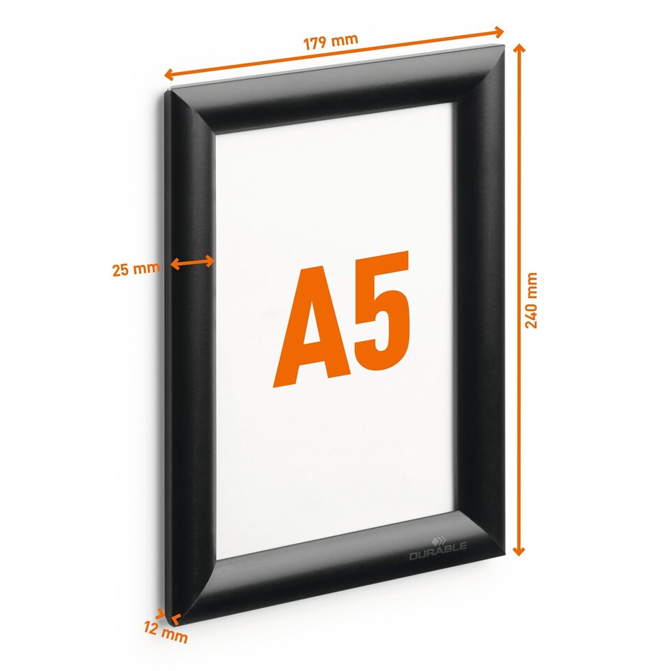 image 1 of Durable Aluminium Snap Frame Retail Clip Poster Holder Notice Board | A5 Black
