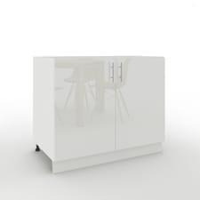 JD Greta Adjustable Legs Kitchen Sink Unit 1000mm Cabinet With Doors - White Gloss