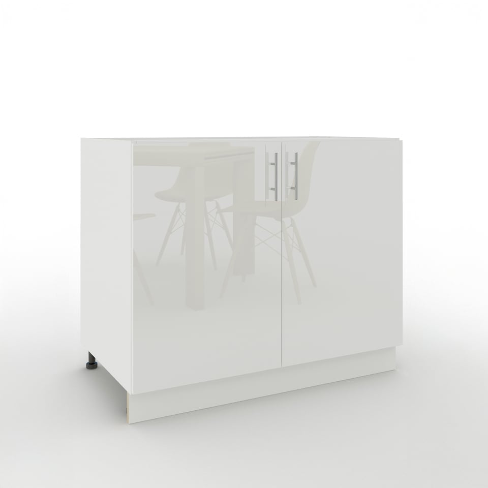 image 1 of JD Greta Adjustable Legs Kitchen Sink Unit 1000mm Cabinet With Doors - White Gloss