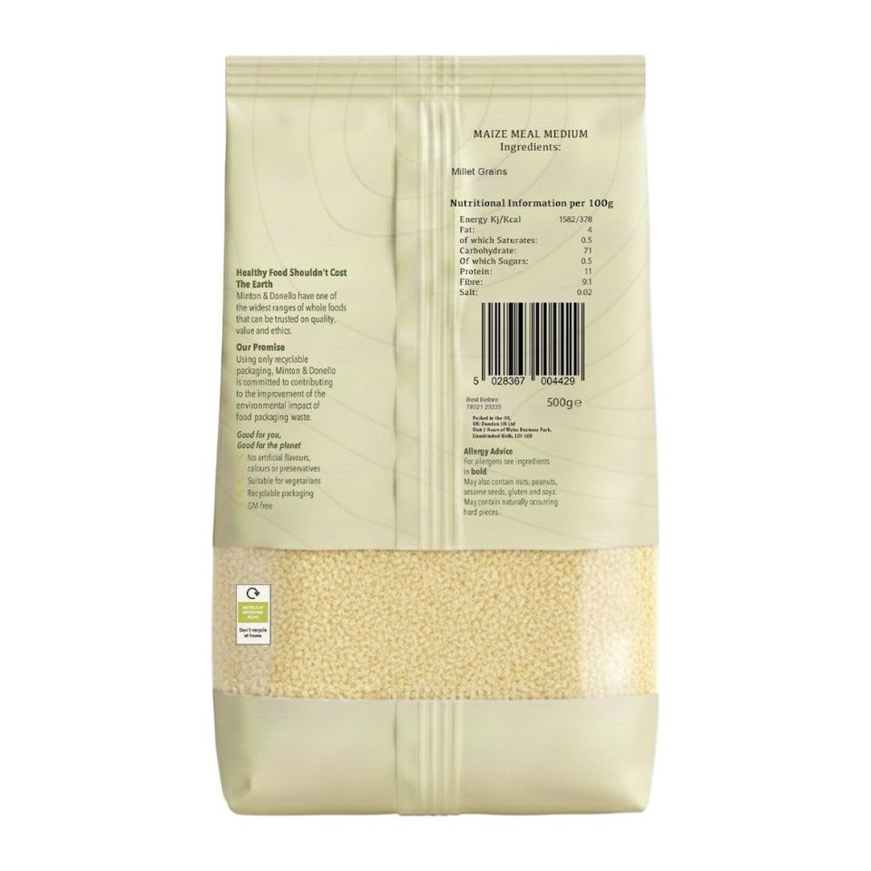 image 1 of Minton & Donello Medium Maize Meal 6 x 500g | White