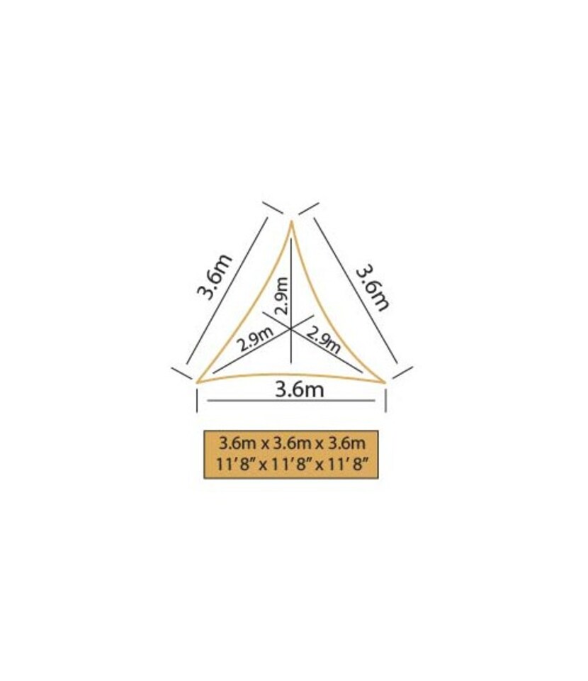 image 1 of 3.6m Triangle Water Resistant Mushroom Sun Shade Sail