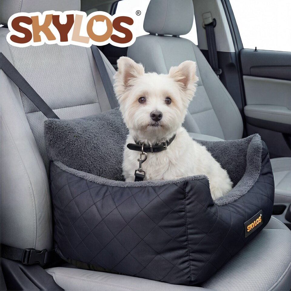 image 1 of Skylos Portable Fabric Dog Car Seat Travel Bed Booster Basket for Puppy