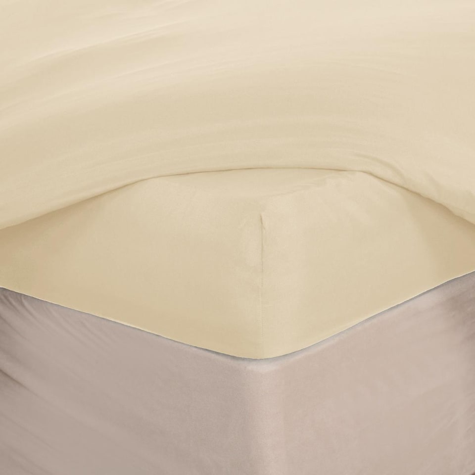 image 1 of OHS Ultra Soft Microfibre Plain Fitted Bed Sheet | Cream | Ivory | Double