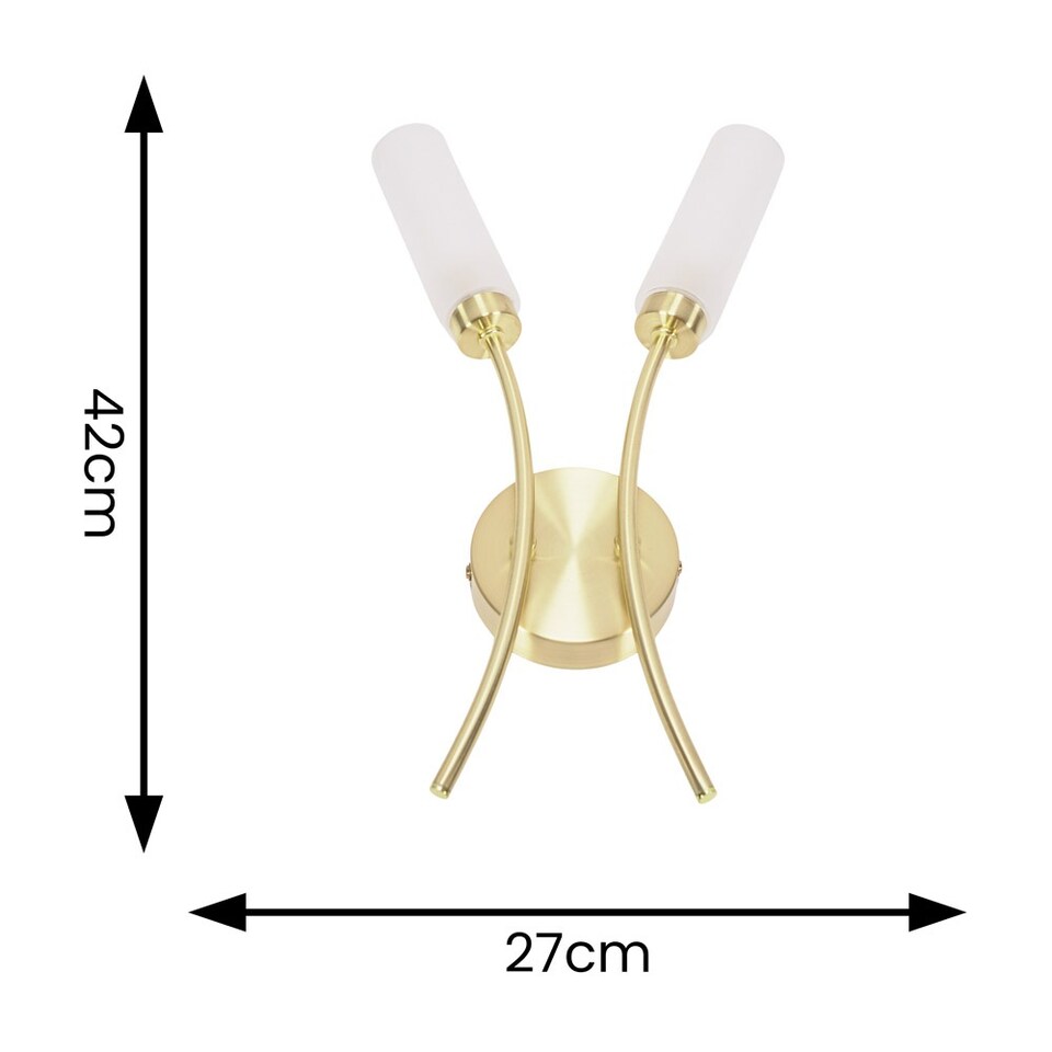 image 1 of ValueLights Maya Brushed Gold 2 Way Curved Wall Light & Bulbs | Gold