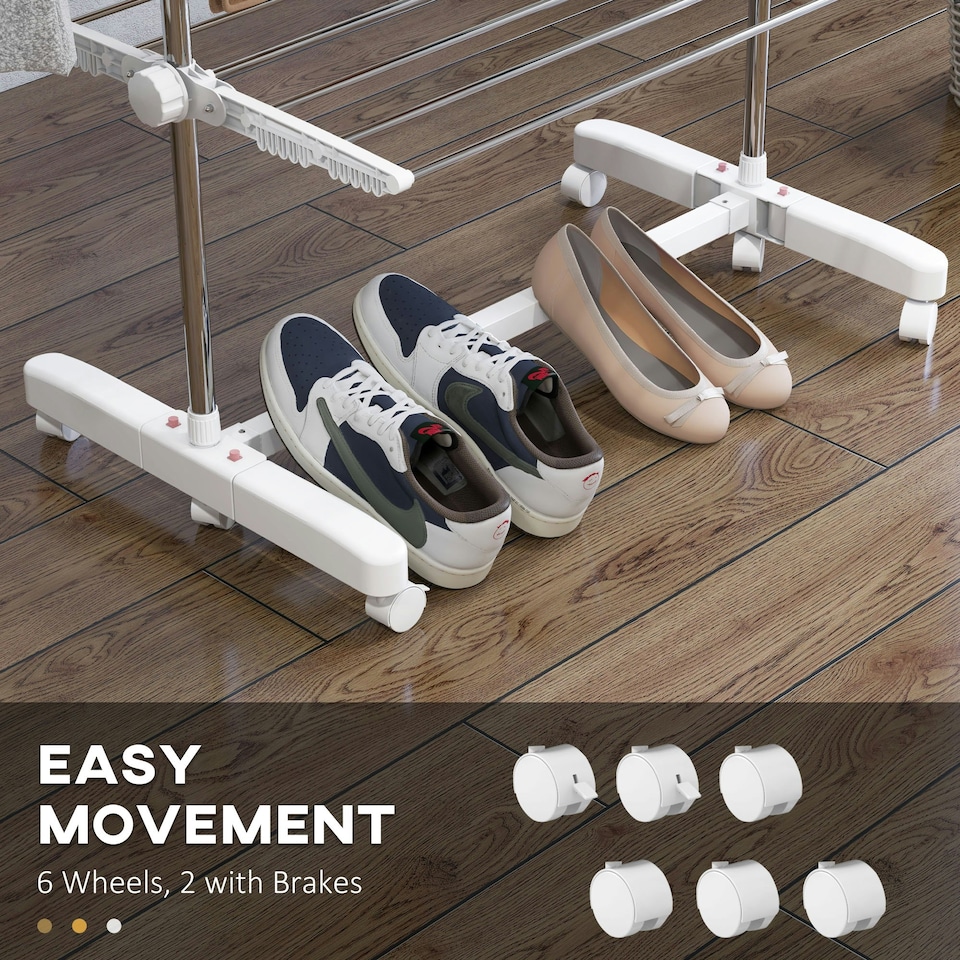 image 1 of HOMCOM 4-Tier Large Clothes Airer Stainless Steel Clothes Drying Rack White
