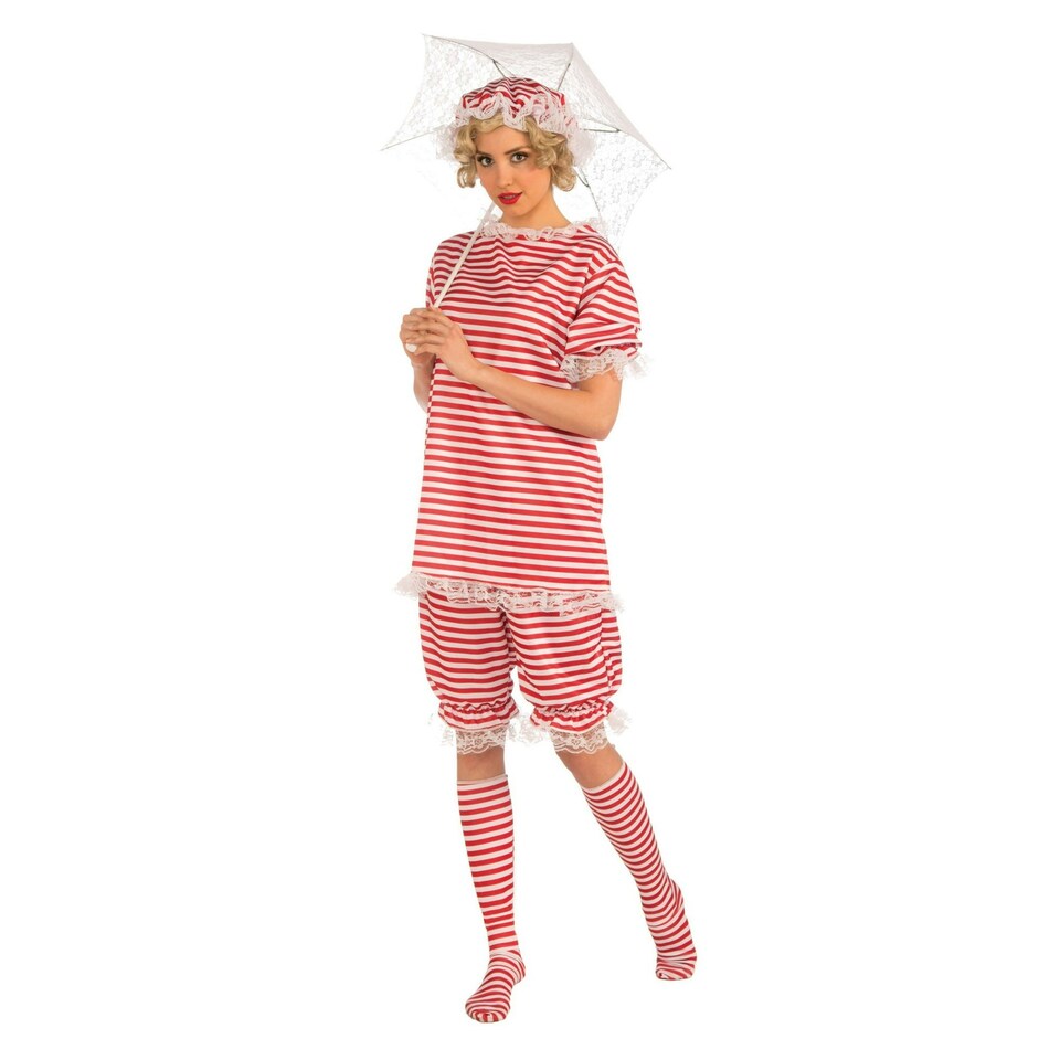 Bristol Novelty Womens/Ladies Beachside Bettie Swimsuit Costume - Red/White - One Size One Size