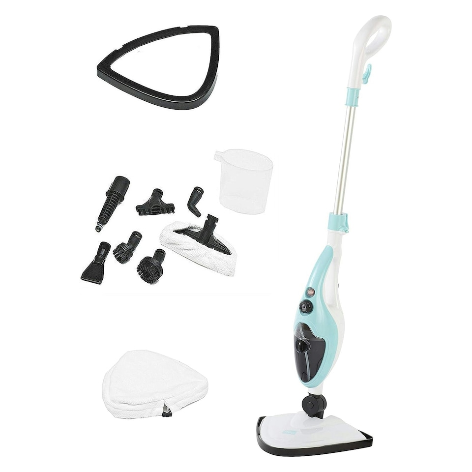 image 1 of Blue 10 in 1 1500W Hot Steam Mop Cleaner and Hand Steamer