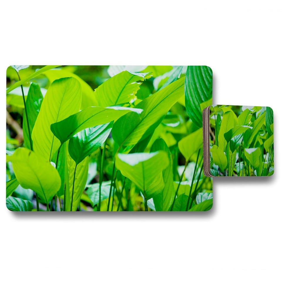 image 1 of Green leaf background abstract of nature (Placemat & Coaster Set)
