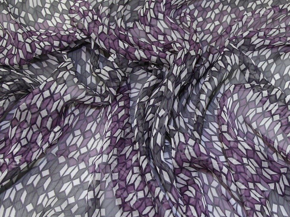 Purple Silk Crinkle Sheer Chiffon Fabric for Dressmaking, 140cm / 55" Wide - per metre