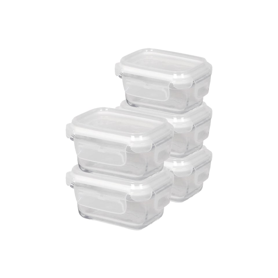 image 1 of Harbour Housewares Glass Food Storage Containers with Lids - 150ml - Pack of 5