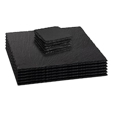 Argon Tableware 12 Piece Square Slate Placemats & Coasters Set | Multi | Multi