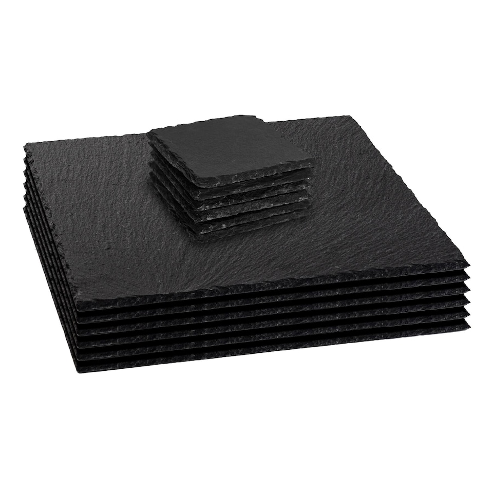 image 1 of Argon Tableware 12 Piece Square Slate Placemats & Coasters Set | Multi | Multi