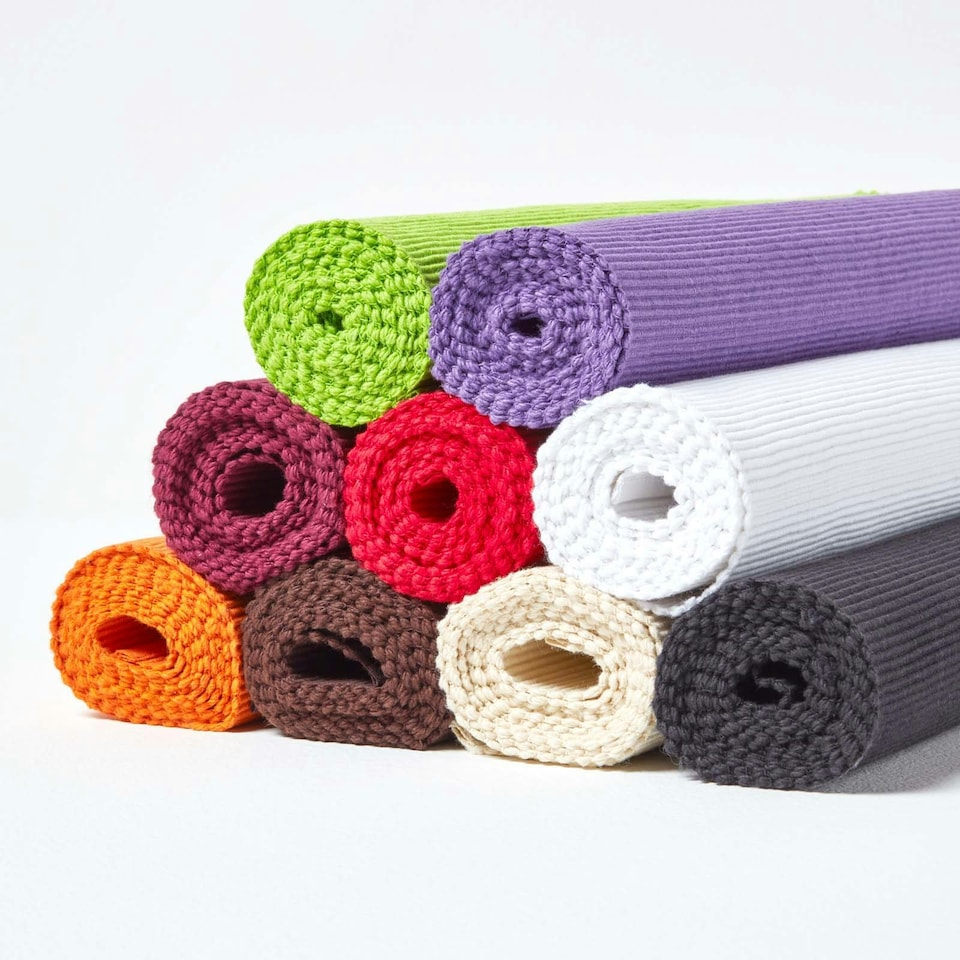 image 1 of Homescapes Cotton Plain Purple Table Runner - 44 x 178 cm | Purple