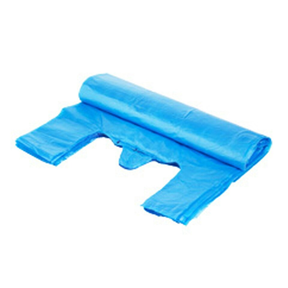 image 1 of 500 x Blue 11x17x21" Reusable Vest Style Shopping Retail Strong Polythene Carrier Bags Blue