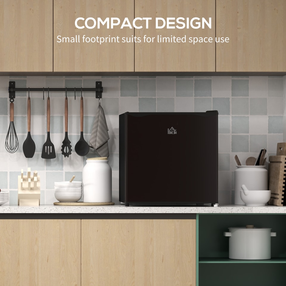 image 1 of HOMCOM Tabletop Mini Freezer with 35 Litre Capacity, Small Freezer with Reversible Door, Adjustable Temperature and Removable Wire Shelf for Bedrooms, Home Office, Black