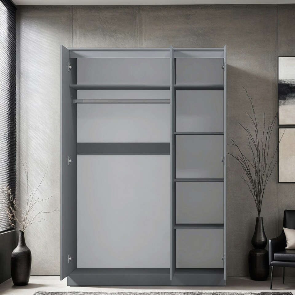 image 1 of FWStyle Stora 3 Door Wardrobe - Matt Dark Grey Grey