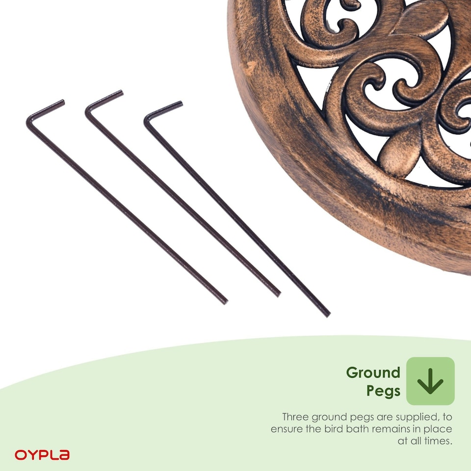 image 1 of Oypla Traditional Ornamental Pedestal Garden Water Bird Bath (Bronze)