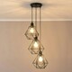 image 2 of ValueLights Diablo Geometric 3 Drop Cluster Matte Black Ceiling Pendant Light with Bulbs Black