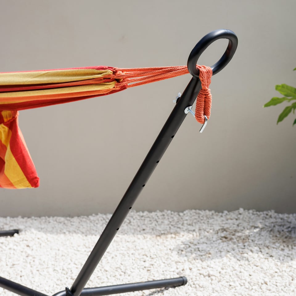 image 1 of Primrose Black Steel Hammock Stand with Carry Bag Included