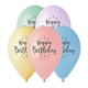image 1 of Happy Birthday Pastel Latex Balloons 33cm / 13 in - Pack of 6