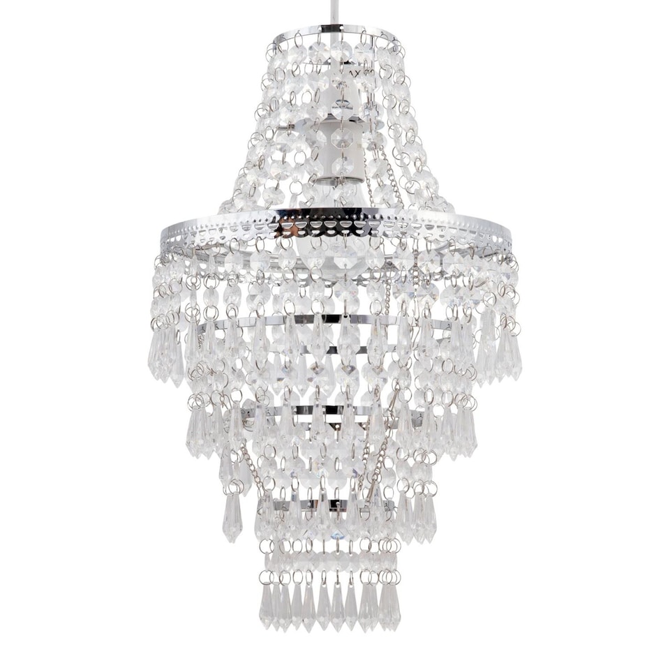 image 1 of Chrome Tiered Chandelier Style Light Shade | Clear | Chrome | Medium | 1