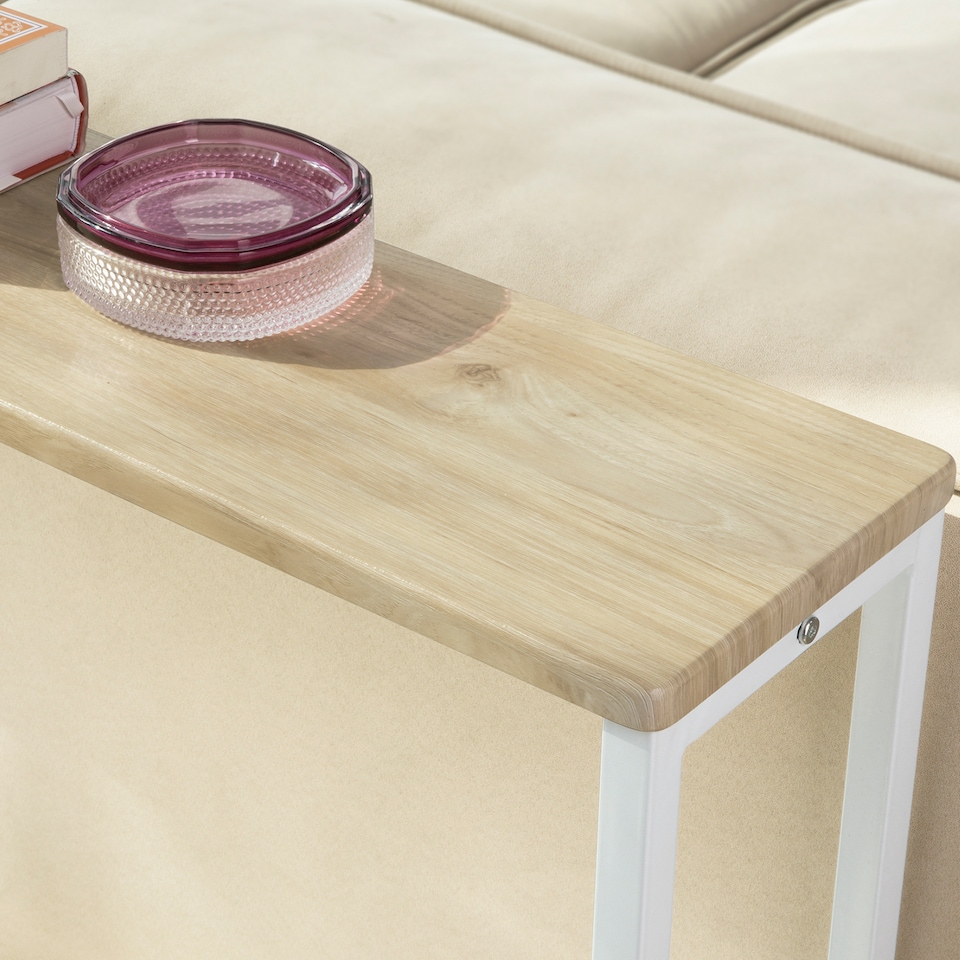 image 1 of SoBuy Console Table, Light Oak Top & White Metal Frame, 47.2x7.9x25.6 inches, 4.75 kg - FSB19-Z