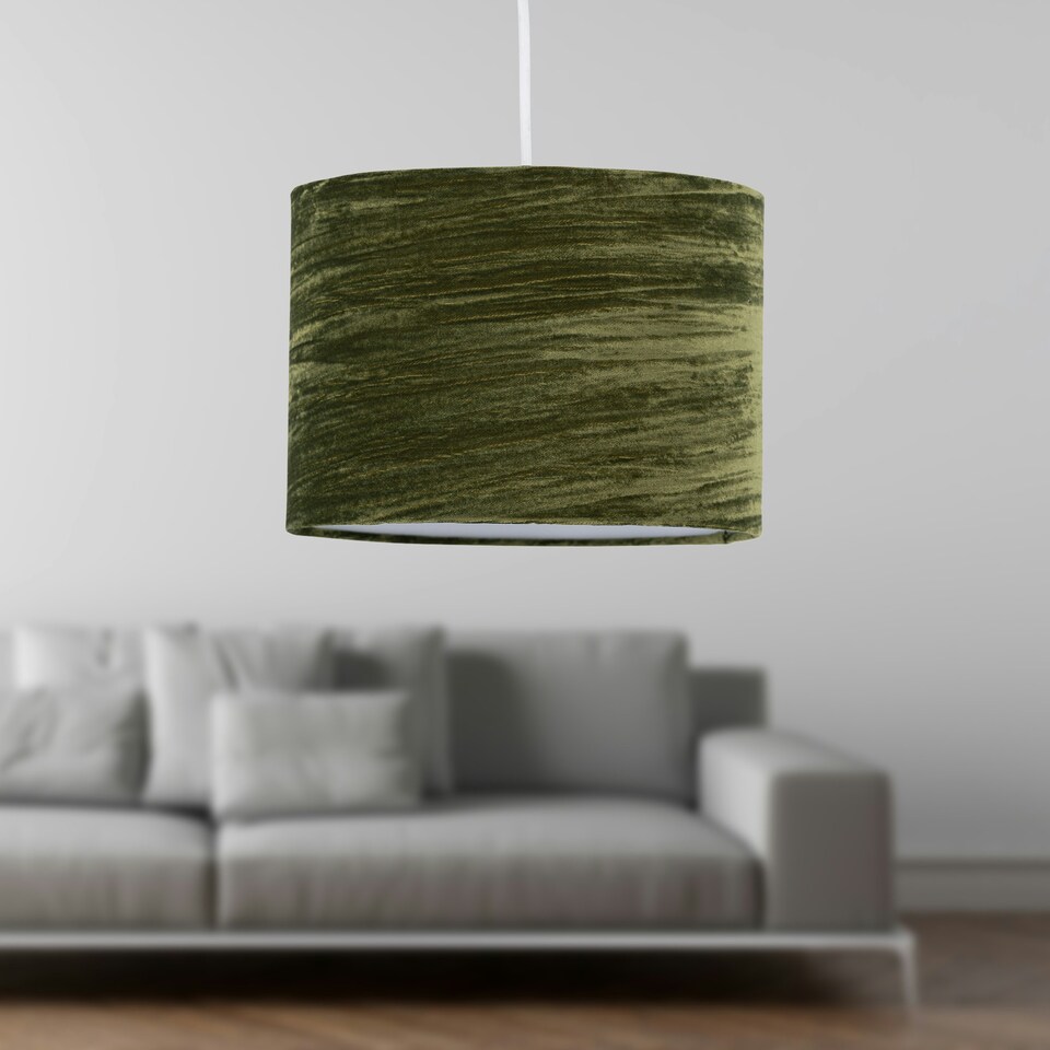image 1 of Green Crushed Velvet 30cm Pendant Lightshade Green