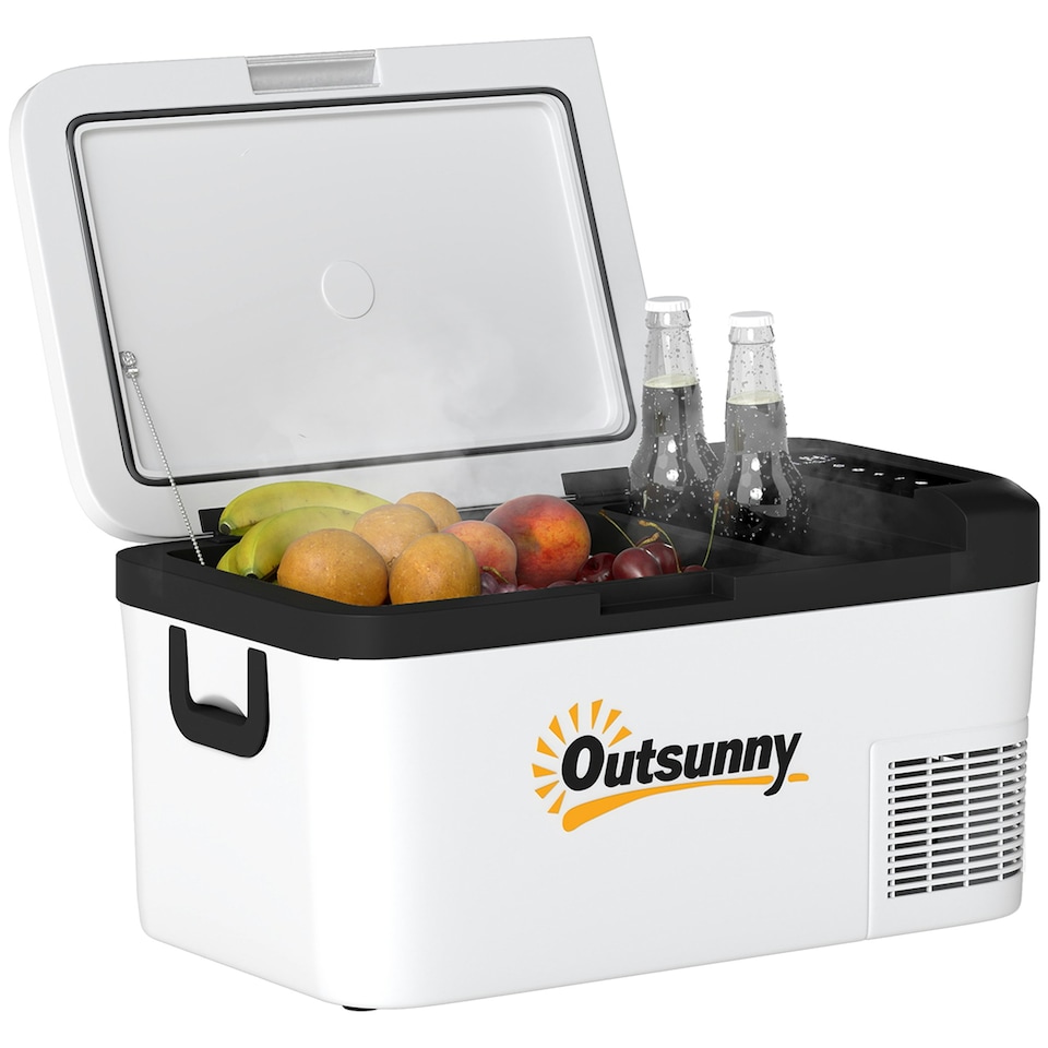 image 1 of Outsunny 12V Portable Car Refrigerator w/ Inner LED Light Indoor Outdoor, 18L